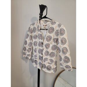 Johnny Was Biya Collection Cuff Hook Close Light Shirt Jacket S Beige